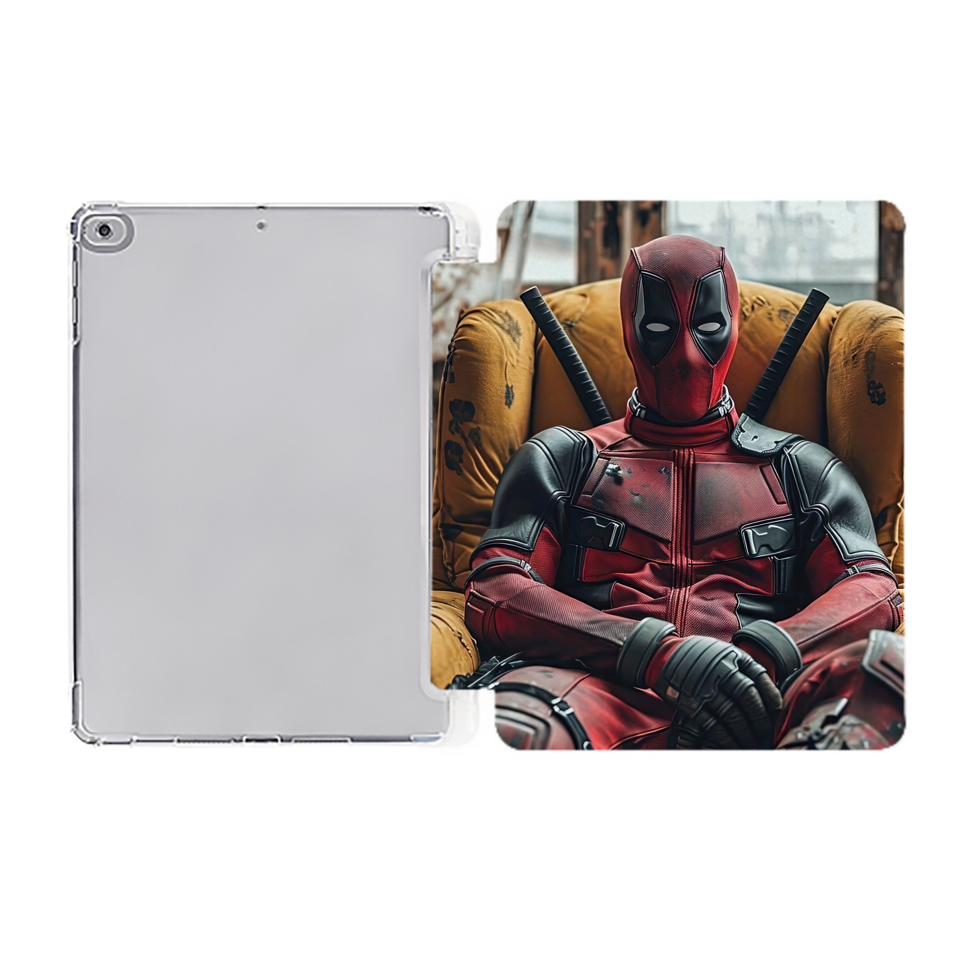 （画像用） Deadpool デッドプール IPad ケース ペン収納付き 三つ折りスタンド PUレザー×シリコン 対応機種9.5/10.5/10.9インチ